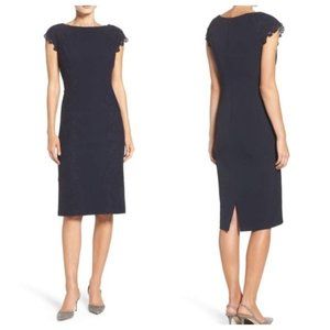 Maggy London Lace Detail Crepe Sheath Dress